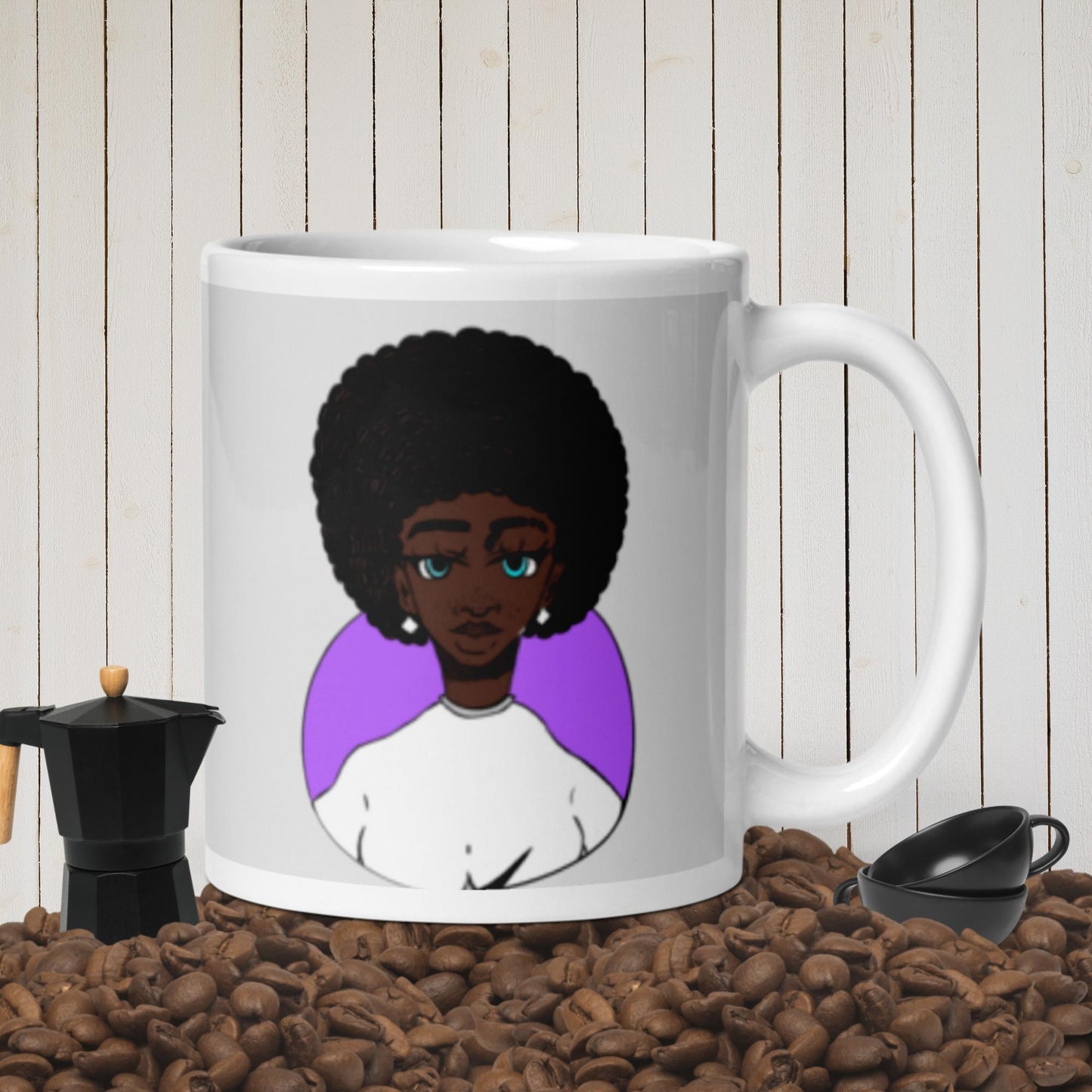White glossy mug